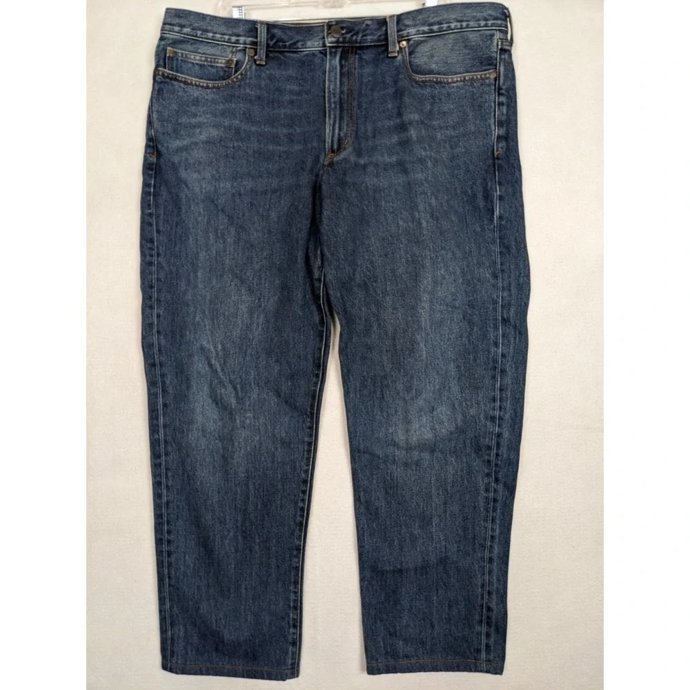 Lands End Square Rigger Mens Jeans Size 40 x 28.5 Traditional Fit Cotton Blue